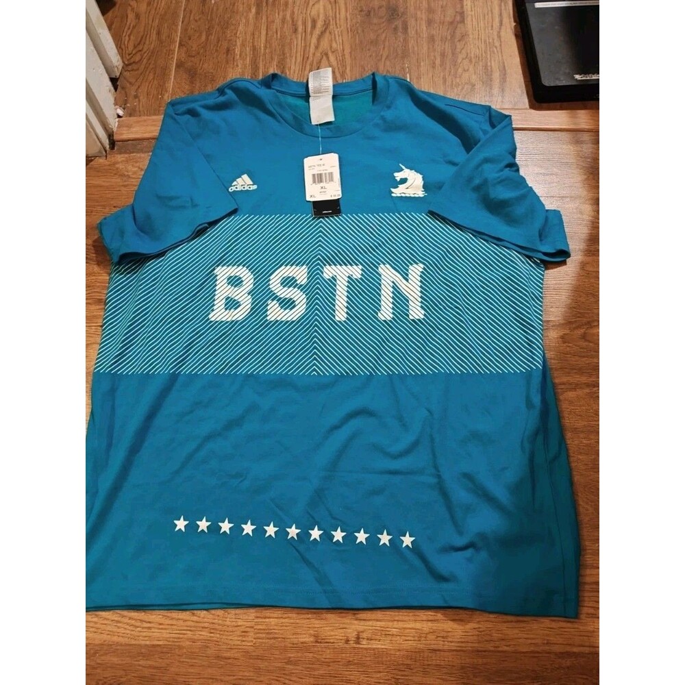 NWT Adidas 120th Boston Marathon Running BAA T-shirt Adult XL Teal BSTN